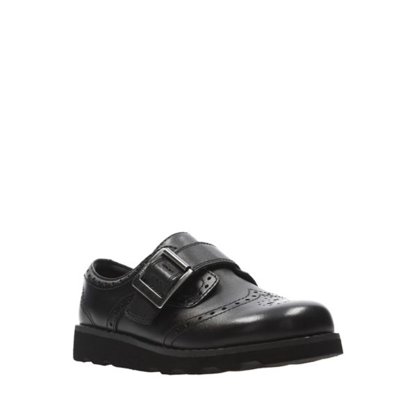 Clarks Girls Crown Pride School Shoes Black | CA-5984621